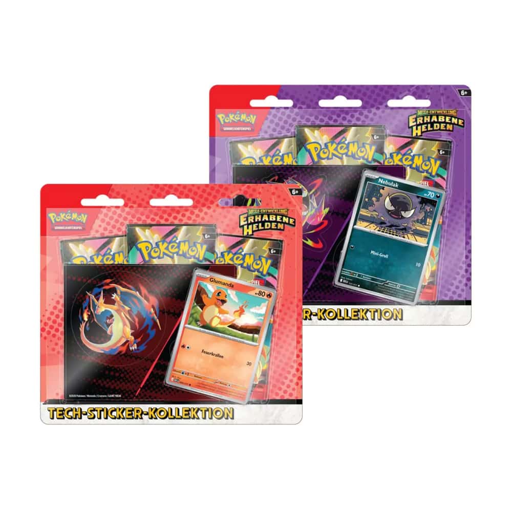 Mega-Entwicklung: "Erhabene Helden" - Glumanda / Nebulak Tech Sticker Kollektion (3 Booster)