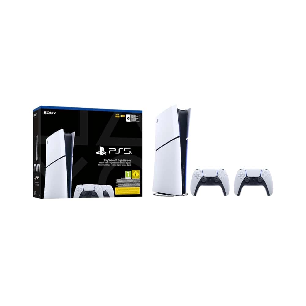 Paket: PlayStation®5 Digital Edition + zwei DualSense™ Wireless-Controll-  er (Modellgruppe - Slim) - 1 TB